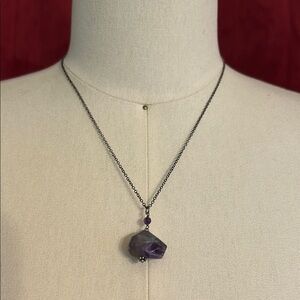Purple Amethyst Raw Stone Necklace